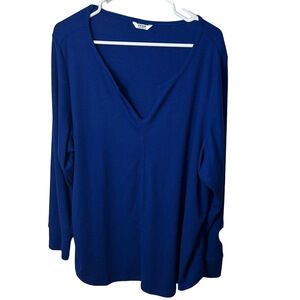 Penningtons Royal Blue Long Sleeve V-Neck Lightweight Sweater size 2X